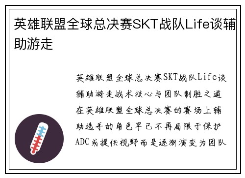 英雄联盟全球总决赛SKT战队Life谈辅助游走
